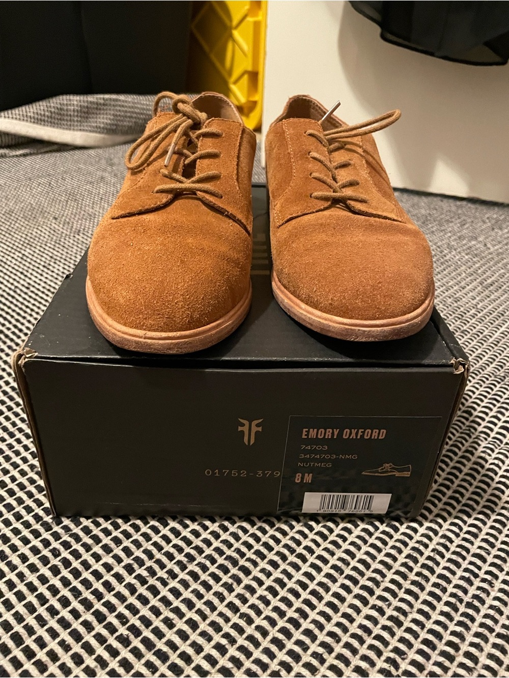 Frye Emory Lace-Up Suede Oxfords in Nutmeg Brown